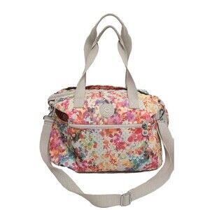 Kipling Tote Crossbody Diaper Bag Floral Print Side Pockets Size M EUC
